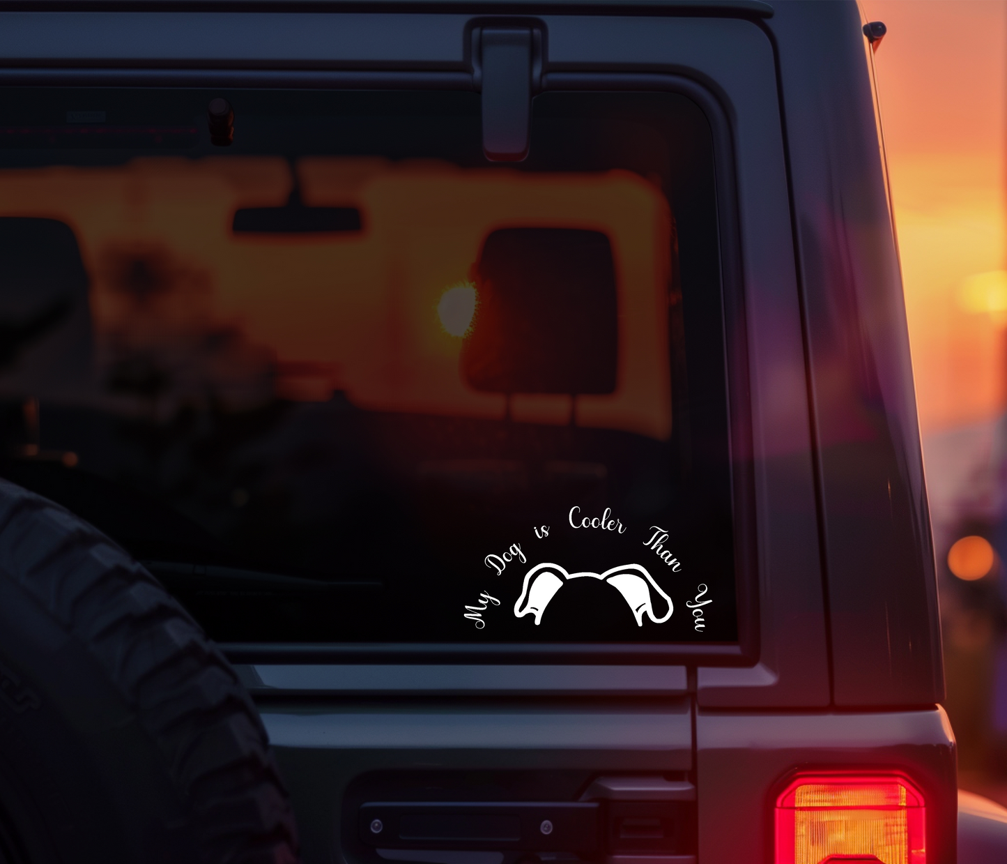 Custom My Dog is Cooler Than You Vinyl Car Decal