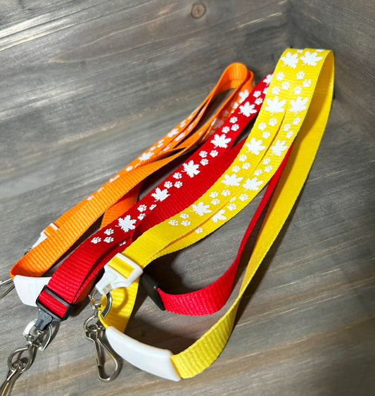 Fall Leaves & Pawprint Breakaway Lanyard