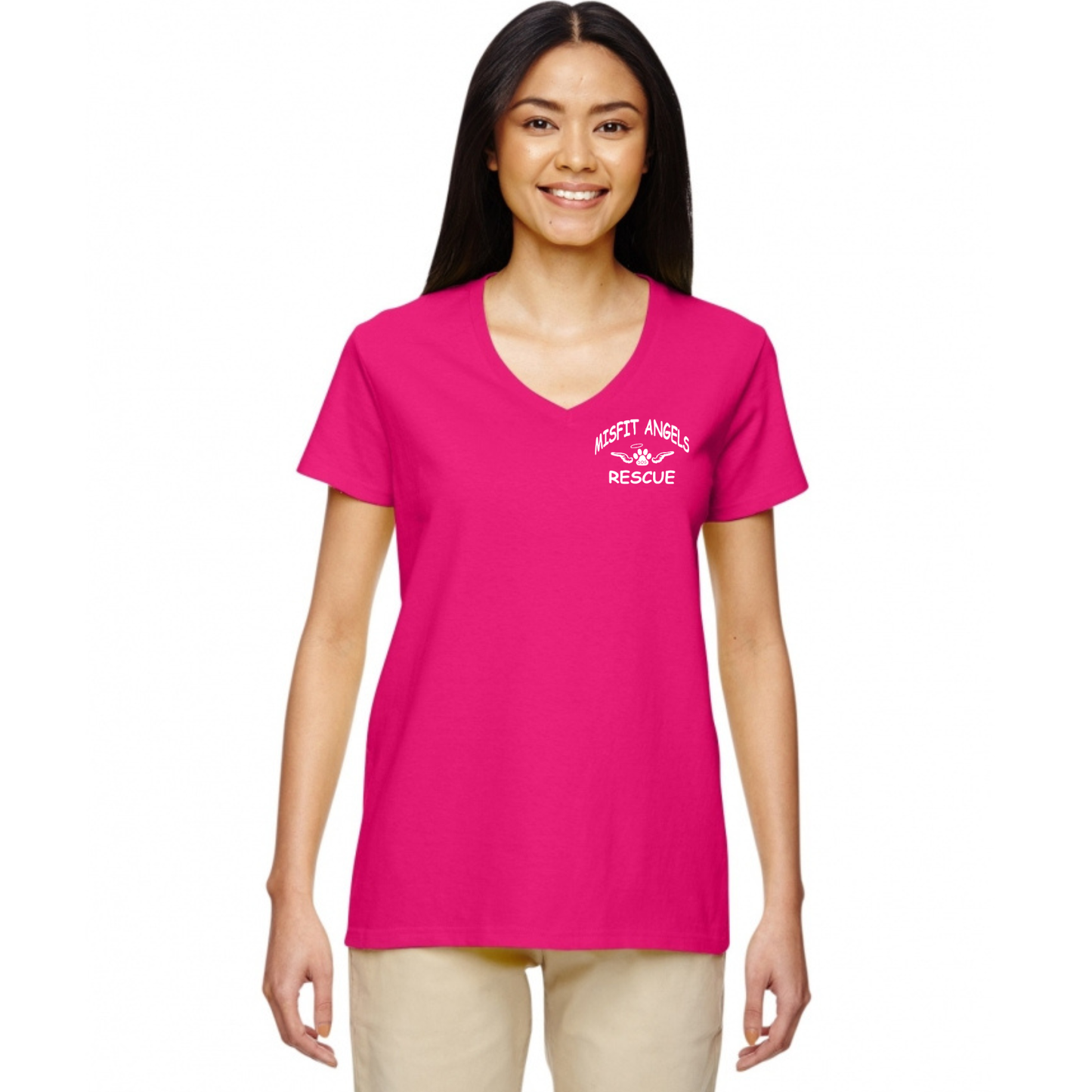 Misfit Angels Dog Rescue Women's V Neck T-Shirt