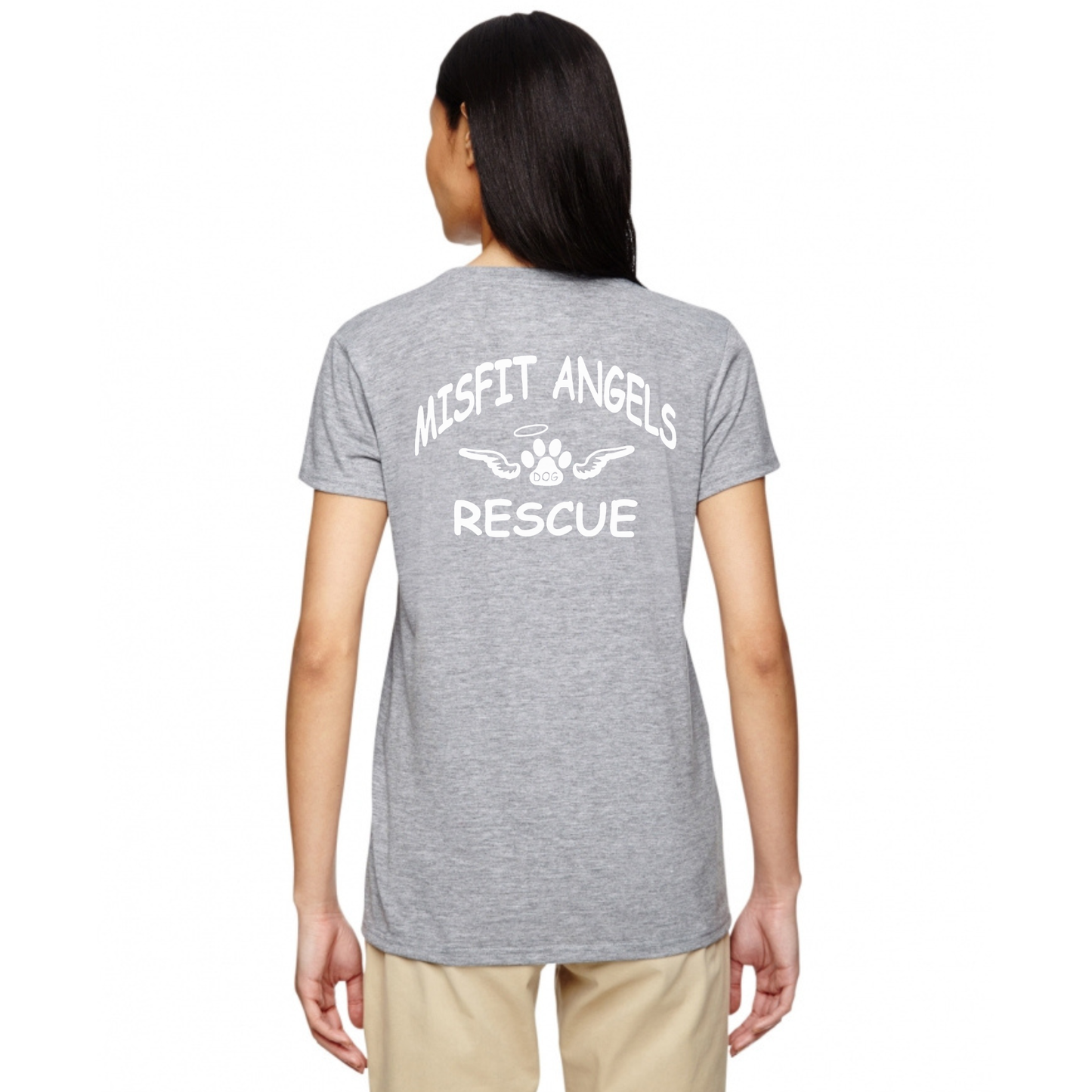 Misfit Angels Dog Rescue Women's V Neck T-Shirt