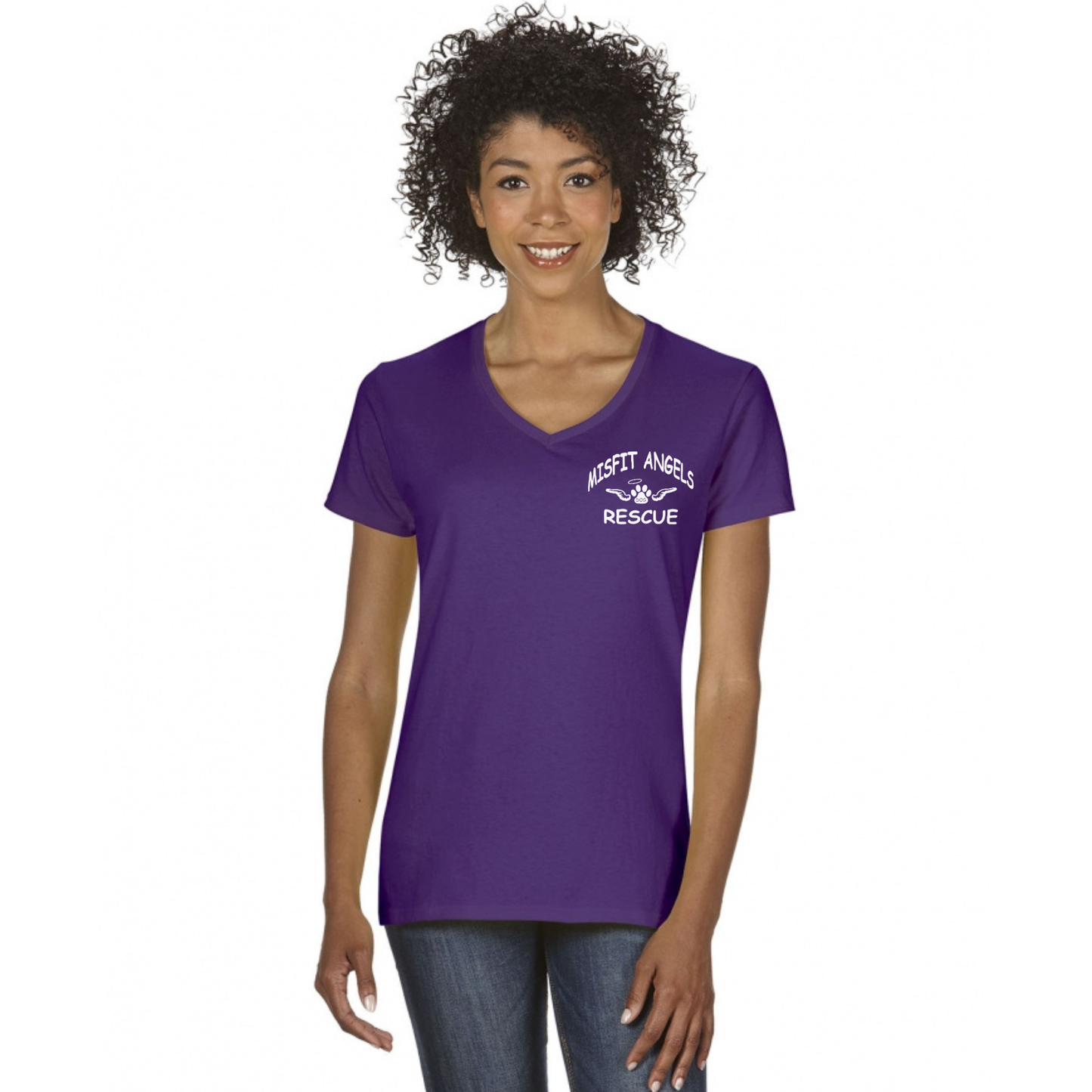 Misfit Angels Dog Rescue Women's V Neck T-Shirt