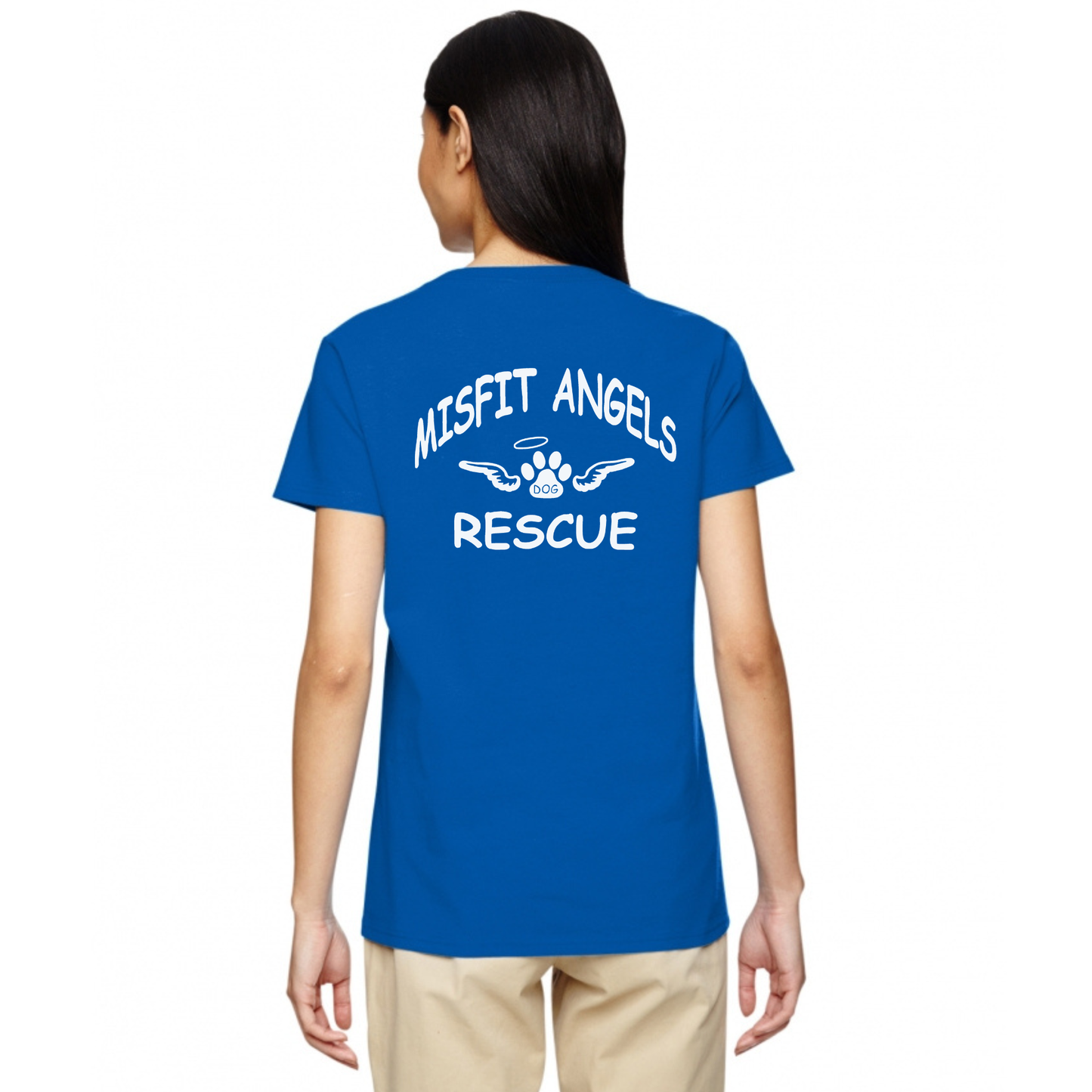 Misfit Angels Dog Rescue Women's V Neck T-Shirt