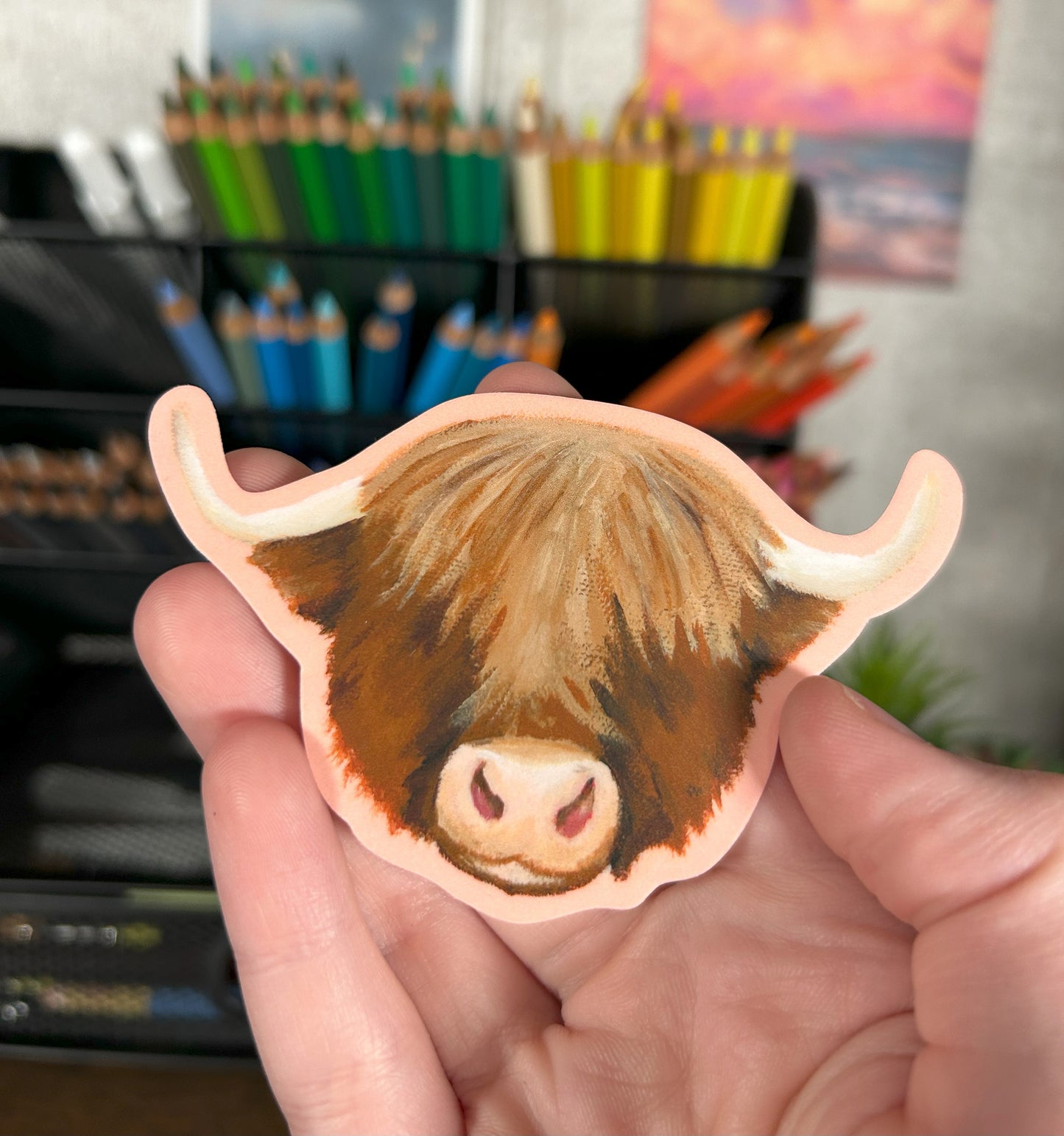 Fluffy Cow Matte Vinyl Sticker