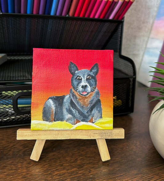 Cattle Dog Mini Painting