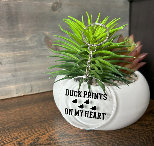 Duck Prints on My Heart Acrylic Keychain