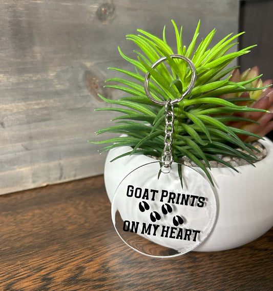 Goat Prints on My Heart Acrylic Keychain