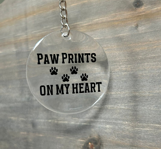 Pawprints on My Heart Acrylic Keychain